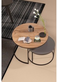 Resim Uslucan Alışveriş Orta Sehpa Ikili Lüx Specıal Antrasit Gri - Ceviz Çok Renkli 