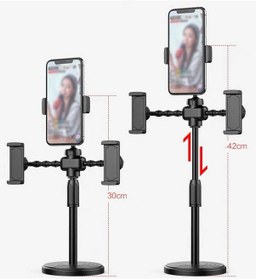 Resim Teleskopik Masaüstü 3Lü Tablet Telefon Tutucu Ayarlanır Katlanır 