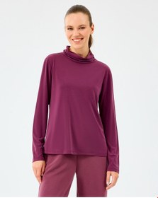 Resim Skechers W Turtle Neck Longsleeve Softluxe T-shirt Kadın Bordo Tshirt S2520185-3877 Bordo 