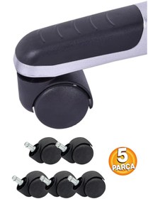 Resim Depolife Ofis Büro Koltuk Tekerleği 5 Adet Sekmanlı Teker Ayak Için Siyah Çalışma Koltuğu Yedek Parça 