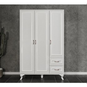 Resim KZNHOME Kartopu 3 Kapaklı 2 Çekmeceli Country Gardırop - Tamamı Mdf 