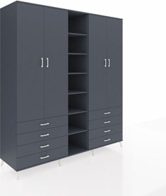 Resim Kronos Dolap 10 Raflı 8 Çekmeceli 2 Askılı 220x59x243 Antrasit-antrasit/antrasit Çok Renkli 