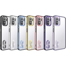 Resim Fibaks Redmi Note 10/10S Kılıf Kamera Lens Korumalı Şeffaf Renkli Logo Gösteren Parlak Kapak 