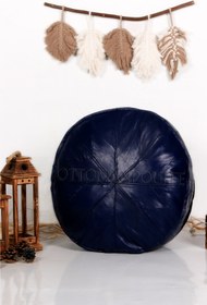 Resim - El Yapımı Hakiki Deri Orijinal Bohem Ottoman Puf Minder 60cm 