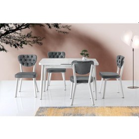 Resim Silva Açılır Masa Kristal +4 Adet Simge Metal Sandalye Takım 