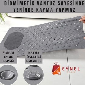 Resim Vantuzlu Banyo ve Duş Kaydırmazı Duşa Kabin Küvet İçi Vantuzlu Banyo Paspası (35x69 cm) (Gri) 