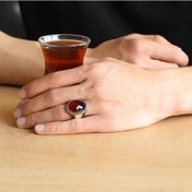 Resim Gümüş Kırmızı Zirkon Taşlı Erkek Yüzük (510786347) 