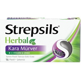 Resim Strepsils Herbal Kara Mürverli 16 Adet Pastil 