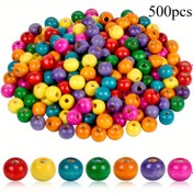 Resim 500 Adet Geri Dönüştürülmüş Ahşap Boncuk - 7 Canlı Renk (Kırmızı, Turuncu, Sarı, Yeşil, Mavi, Mor, Pembe) - Takı Yapımı, DIY El Sanatları, Anahtarlık, Çiçek ve Hayvan Tasarımlar için - Başlangıç ve Uzmanlar İçin Toplu Boncuklar, Ahşap El İşleri, Yaratıcı Projeler, Sürdürülebilir El İşi Malzemeleri, El Sanatları Tutkunları 
