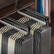 Resim Ayarlanabilir Kaydırılabilir Pantolon Askıları ile Yerden Tasarruf Sağlayan Çekmece, Metalik Lacivert Kaplama, Çeşitli Odalar İçin Uygun, 1 Raf, 35 lbs/16 kg Kapasite, Siyah ve Beyaz Renklerde Mevcut 