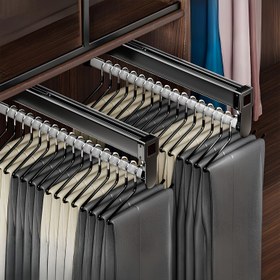 Resim Ayarlanabilir Kaydırılabilir Pantolon Askıları ile Yerden Tasarruf Sağlayan Çekmece, Metalik Lacivert Kaplama, Çeşitli Odalar İçin Uygun, 1 Raf, 35 lbs/16 kg Kapasite, Siyah ve Beyaz Renklerde Mevcut 