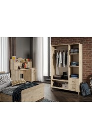Resim KZNMOB HOME Akasya Modern Genç Odası Takımı Meşe - 4 Parçalı Ve Tamamı 1. Kalite Mdf 