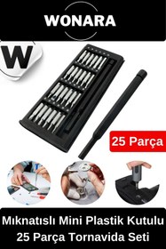 Resim Wonara Özel Üretim Laptop Gözlük Saat Telefon Tamir Mıknatıslı Mini Plastik Kutulu 25 Parça Tornavida Seti 