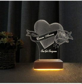 Resim Anneler Günü Hediyesi Kalp Gül Gece Lambası Seni Seviyoum Yazılı 