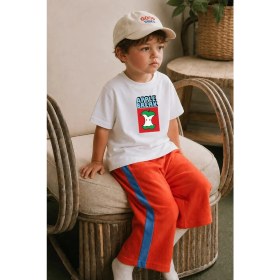 Resim Monila Erkek Çocuk Pamuklu Bisiklet Yaka Elma Baskılı T-Shirt 