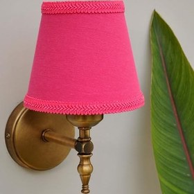 Resim Sutaşı İşlemeli Mini Boy Maşalı Avize Abajur Başlığı Mum ampul üstüne takılır 14cm (Fuşya) 