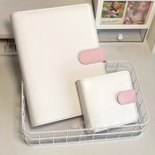 Resim 20 adet kılıf seti ile A5 / A7 PU Cilt Toplama Kitabı 7,62 cm 12,7 cm Halka Kartpostal Düzenleyici Kitap-Beyaz Pembe 