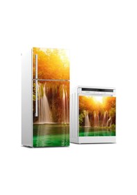 Resim Buzdolabı Ve Bulaşık Makinası Beyaz Eşya Sticker Kaplama Şelale Ağaç 