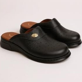 Resim Hipokrat HP650 Hakiki Deri Ortopedik Sabo Terlik Doktor Hastane Aşçı İş Terliği 