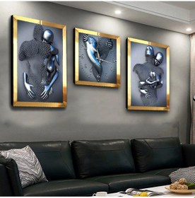 Resim SANAT HEYKEL PLEKSİ KENAR 3'LÜ MDF TABLO VE SAAT SETİ 