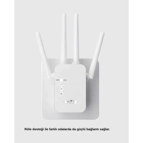 Resim Aesco 300MBPS Wifi Menzil Genişletici 4 Antenli Wpa3 Güvenlikli Priz Tipi Repeater - Lisinya 