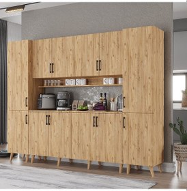 Resim Della Kahve Köşesi Çok Amaçlı Dolap Kiler Mutfak Dolabı Çam 210cm Çam 