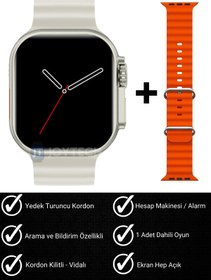 Resim Watch 8 Ultra T10 Akıllı Saat Kordon Kilitli Vidalı 49 Mm 2.09 Inç Orjinal Tasarım Çift Kordon 