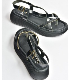 Resim Fox Shoes Siyah Hakiki Deri Parmak Arası Kadın Sandalet M291050703 