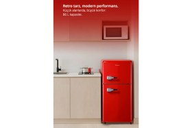 Resim Kiwi KRF-2586 Retro Çift Kapılı Mini Buzdolabı 
