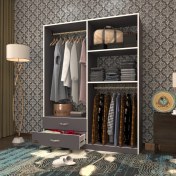 Resim Kenzlife giysi dolabı şemsettin 175*120*40 gri gardırop 2 çekmeceli 