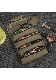 Resim Samdoo Yeşil Oksford Kumaşlı Taşınabilir Roll-up Araç Çantası - 4 Bölme Ve 2 Ayrılabilir Çantı İle Donanım Gereçlerini Düzenleyin 