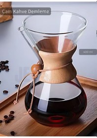 Resim Chemex Cam Kahve Demleme Ahşap Tutacaklı 400 Ml Şeffaf 
