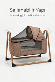 Resim Jusso Lüks Portatif Anne Yanı Beşik Sallanır Beşik 