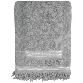 Resim Mira Home Saçaklı Lüks Banyo Havlu Takımı %100 Pamuk Lalezar Gri 