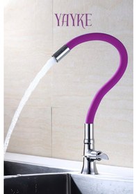 Resim Yayke Mor Renkli Oynar Başlıklı Musluk Batarya Başlığı Kobar 