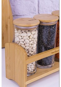 Resim Bambum Paste - 4 Parça Standlı Vakumlu Kapaklı Baharatlık Seti Şeffaf 