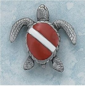 Resim Bıg Blue Takı Rozet Kurşun Kaplumbağa Dalış Bayrağı Gümüş 