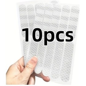 Resim Fochsia Beyaz Renk Yansıtıcı Emniyet Çıkartması Araç Motosiklet Bisiklet Kaskı İçin 