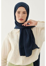 Resim Mirsoy Scarf Düz Pamuk Şal - Lacivert Lacivert 