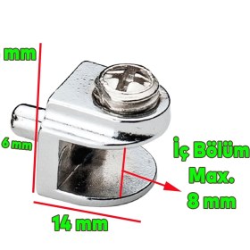 Resim Badem10 Cam Raf Tutucu Metal Cam Etejer Pimli Krom Metal Vidalı (4 Adet) 