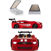 Resim Bazalı Kırmızı Arabalı Yatak Sport Mst Işıklı 90x190 Cm 