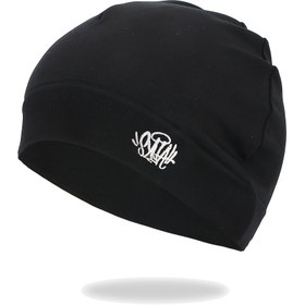 Resim Syna World Nakışlı Bere - Beyaz Metinli Siyah Örgü Bere, Bol Kesim, Erkekler ve Kadınlar İçin Esnek Uyum, Sokak Stili, Spor ve Bisiklet, Kış Sporları Bere | Sokak Stili Şapka | Esnek Kumaş 