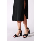 Resim Rovigo Plus Siyah Cilt Kadın Topuklu Ayakkabı 