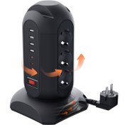 Resim 9 Avrupa Standartlı Priz, 4 USB + 2 Type-C, Aşırı Yük Koruma Anahtarlı Çok Katmanlı Şarj Cihazı, 1.65m Kablo – Ev, Okul, Ofis ve Atölye için İdeal 