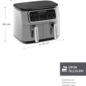 Resim Karaca Air Pro Cook Duo Ev Yemeği XXXL 8 Litre Airfryer Cool Gray 8 Kişilik 