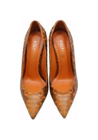 Resim Poletto Hakiki Yılan Deri Turuncu Ayakkabı Stiletto 4924 84 Yln-757 Turuncu 