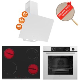 Resim Ferre FryArt&Buharlı Alverra Sessiz Davlumbaz Elektrikli Beyaz Ank. Set (D078-SA + MS263 + XE64CB) 