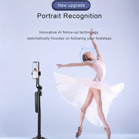Resim Genişletilebilir Otomatik Yüz Takip Standı, 360° Dönen Stand, 177.8cm Selfie Çubukları, Otomatik veya Manuel Hareket Kontrolü, Video, Vlog, Canlı Yayın için Akıllı Kameraman Çekimi 