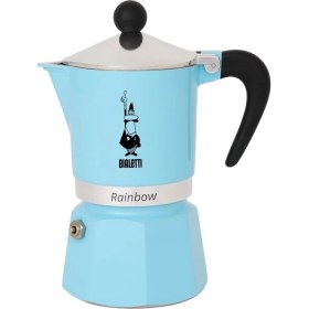 Resim CetKing - Rainbow: 3 Cups Ocak Üstü Espresso Pişirici - 130ML - Açık Mavi Renk - Alüminyum Gövde - Patentli Güvenlik Valfi - Tüm Ocak Türleri Için Uygundur (Indüksiyon Hariç) 