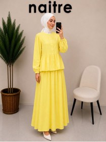 Resim naitre Kuşak Detaylı Müslin Tesettür Takım 